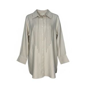 Beige Button-Up Shirt. 100% linen.Size 1X